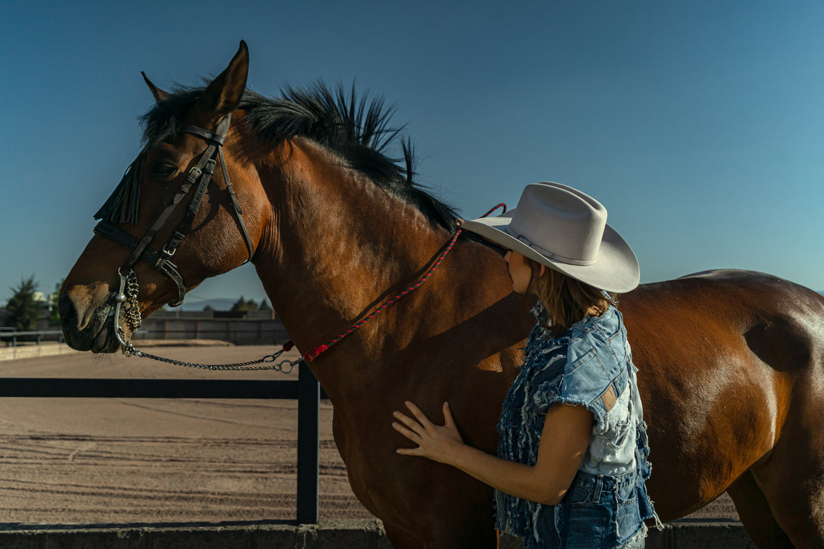 Sombrero John gris nieve — look caballo