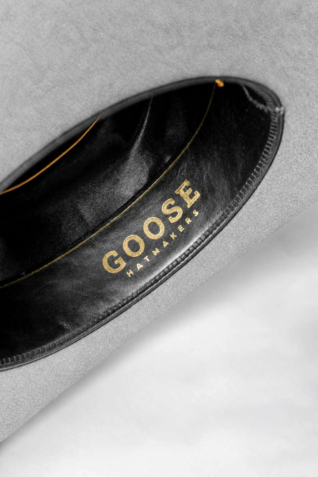 Sombrero Marlboro Gris Nieve · detalle del interior · Goose Hatmakers