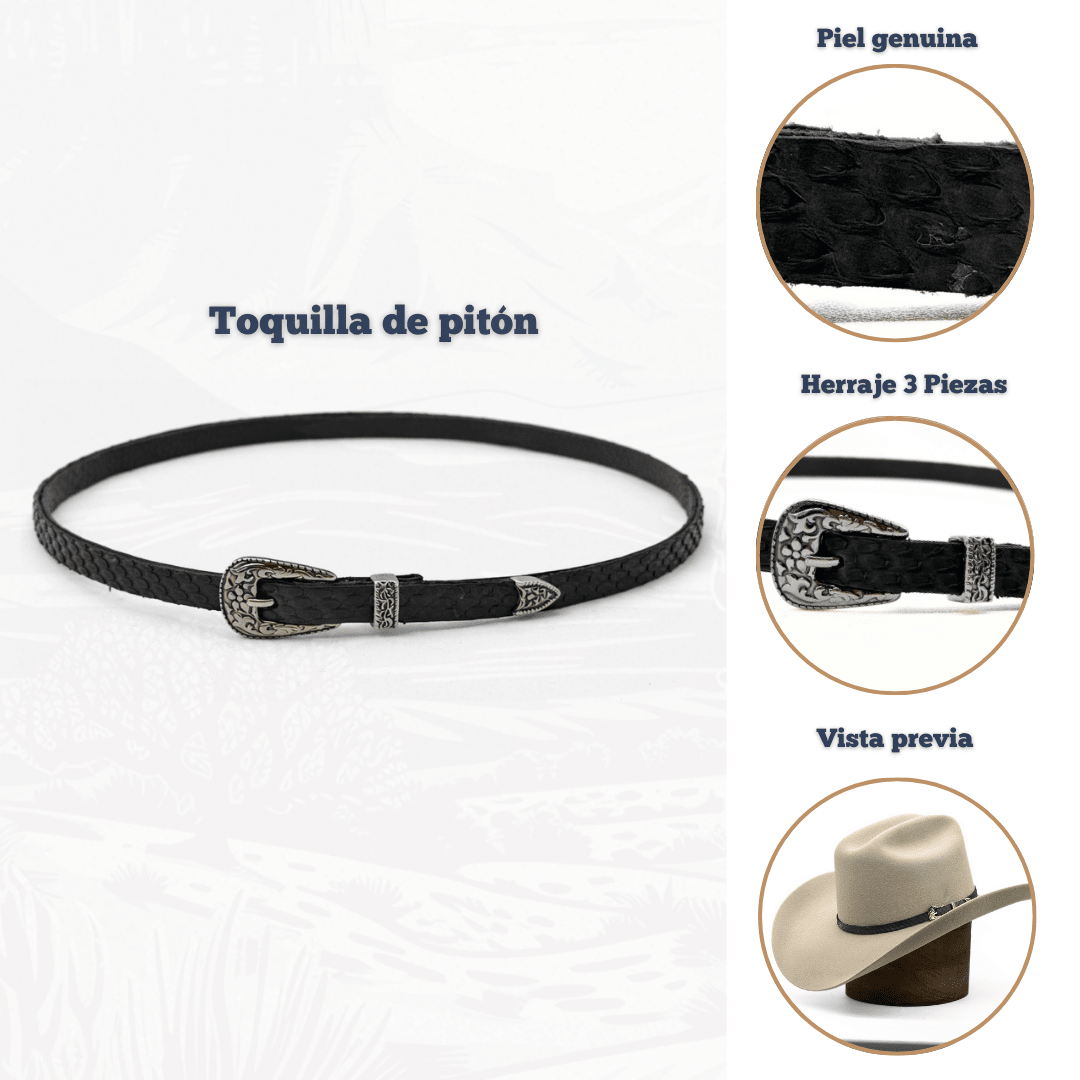 Toquilla De Piel Exótica Python Mate - Goose Hatmakers